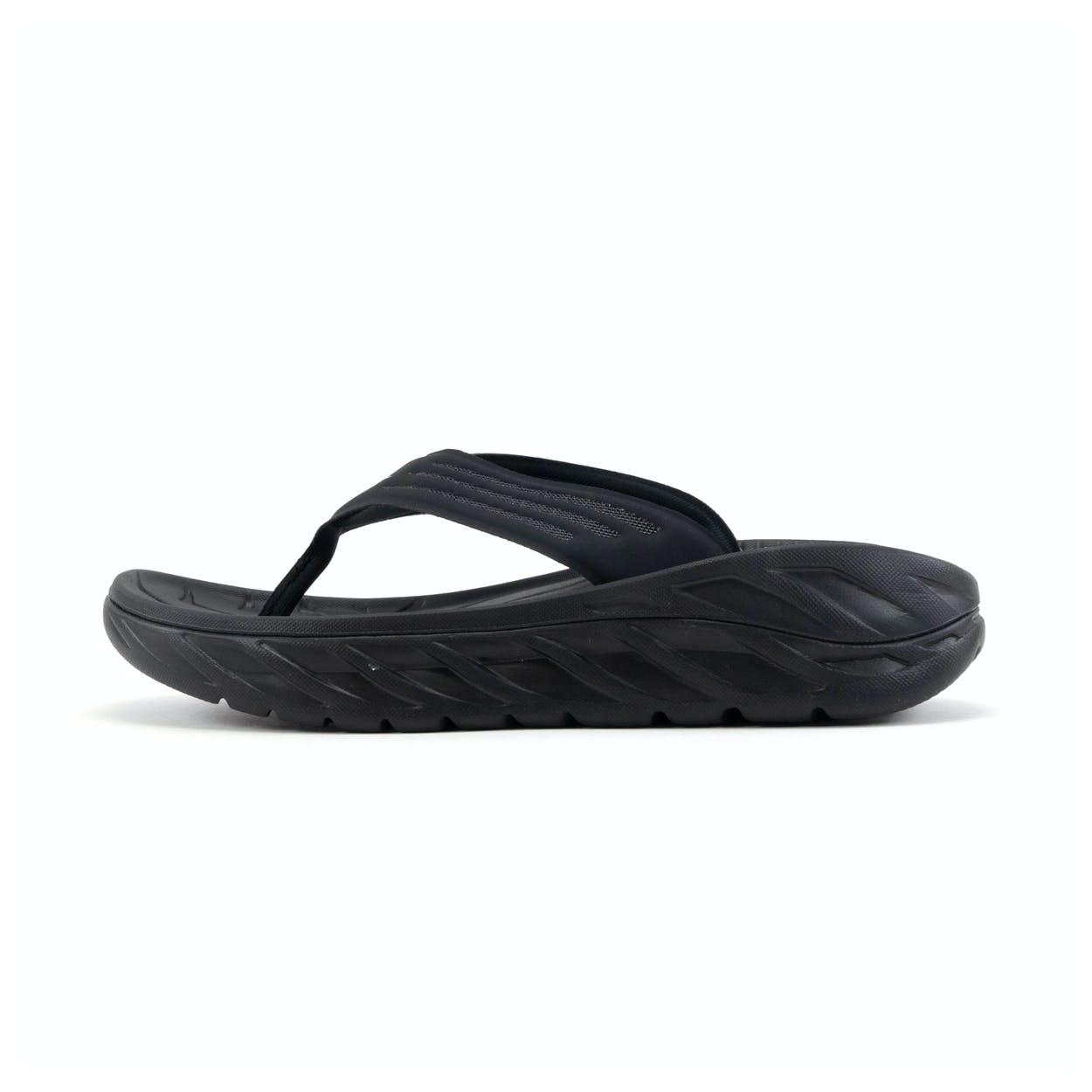 (Open Box) Hoka Ora Recovery Men's Flip Sandal -- Black / Dark Gull Gray - Size 9