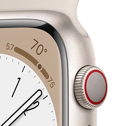 (Open Box) Apple Watch Series 8 GPS + Cellular 41mm Starlight Aluminum Case w Starlight Sport Band - S/M (2022)