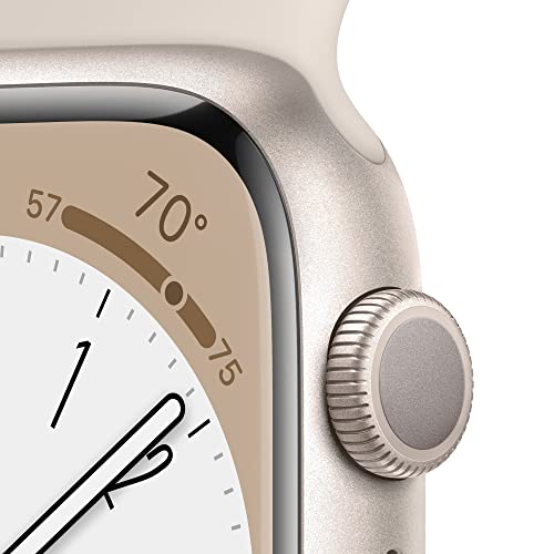 Apple Watch Series 8 GPS 45mm Starlight Aluminum Case w Starlight Sport Band - S/M (2022)