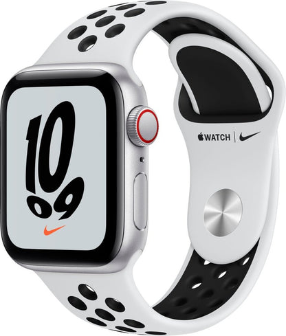 Apple Watch Nike SE GPS + Cellular, 40mm Silver Aluminum Case with Pure Platinum/Black Nike Sport Band