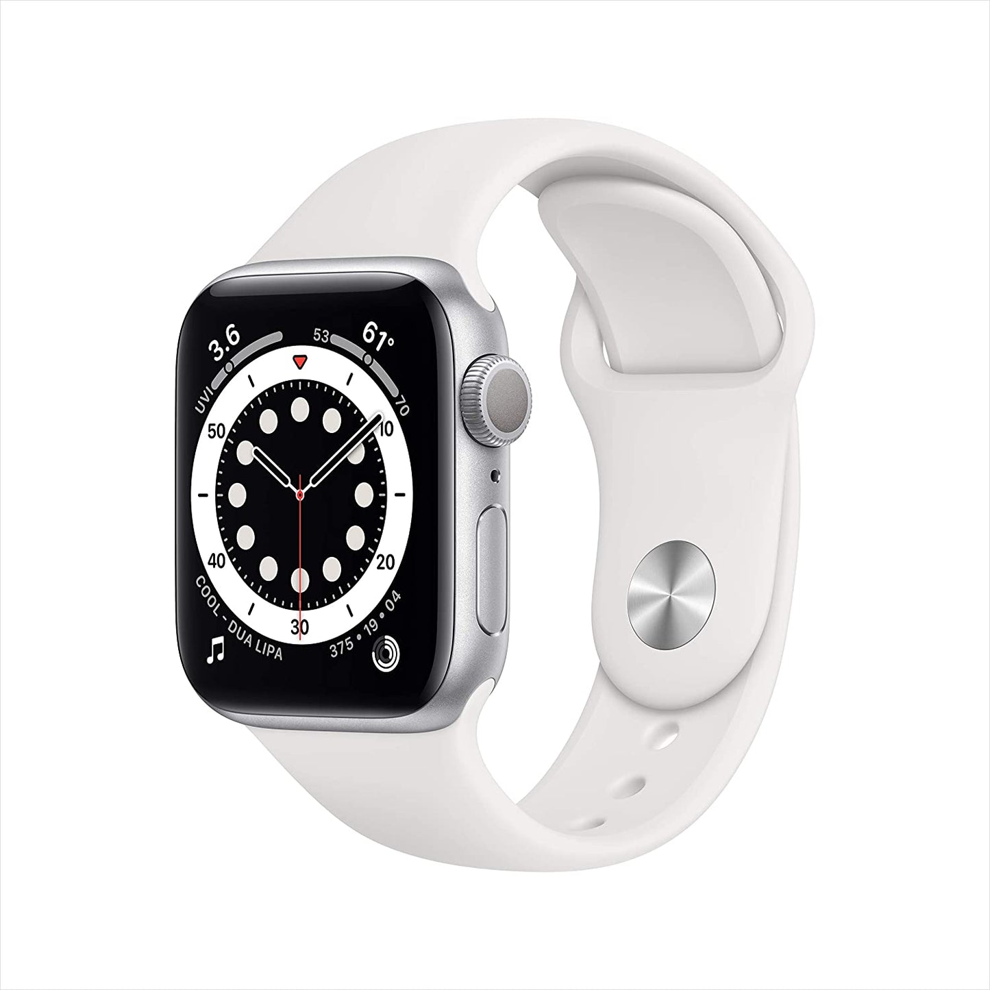 Apple Watch Series 6 GPS, 40mm Silver Aluminum Case w White Sport Band