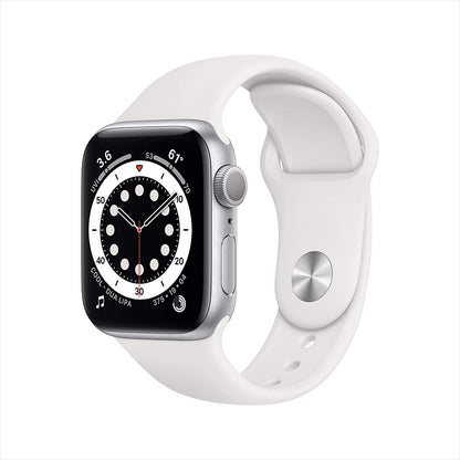 Apple Watch Series 6 GPS, 40mm Silver Aluminum Case w White Sport Band