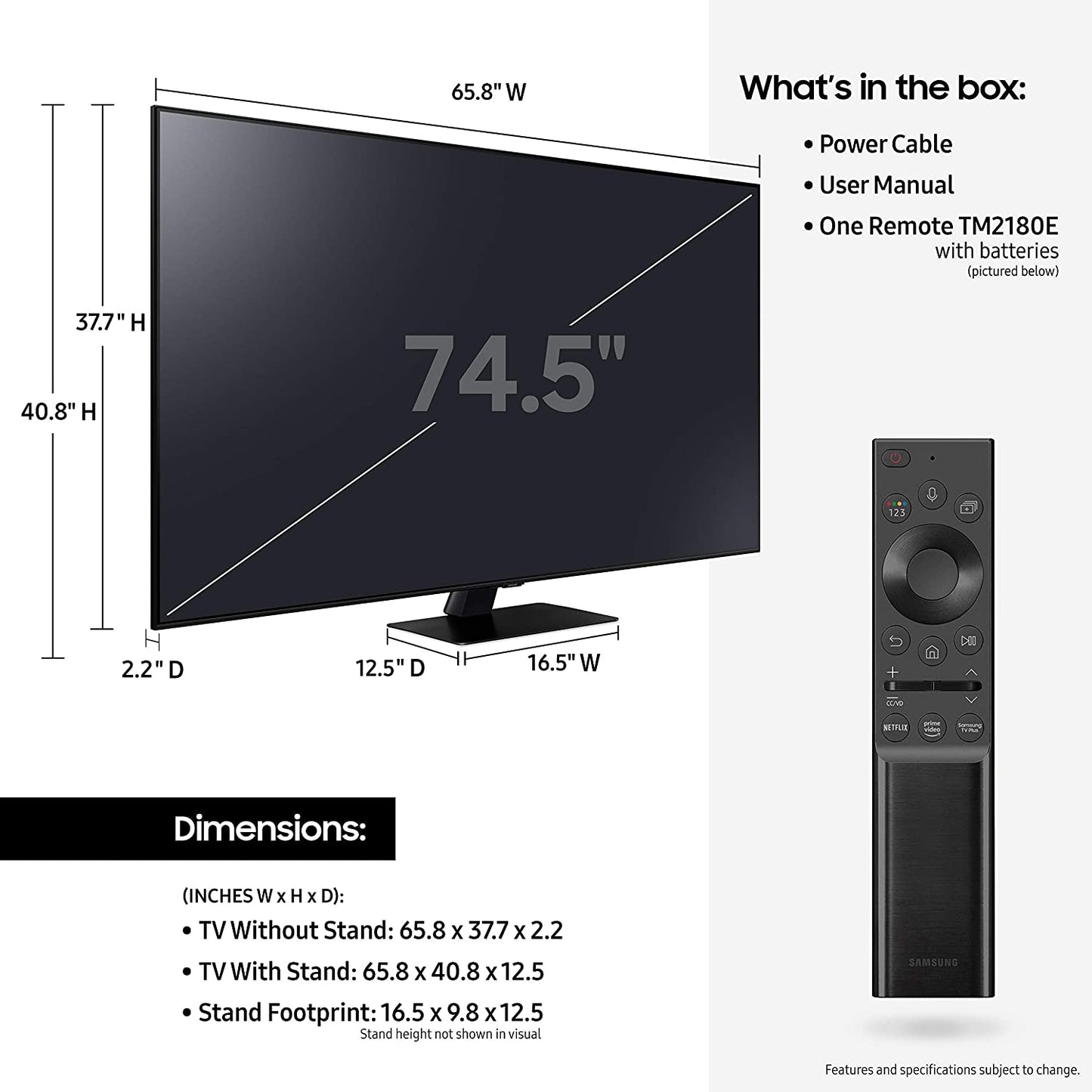 Samsung 75-in Q80A QLED Smart LED TV QN75Q80AAFXZA (2021)