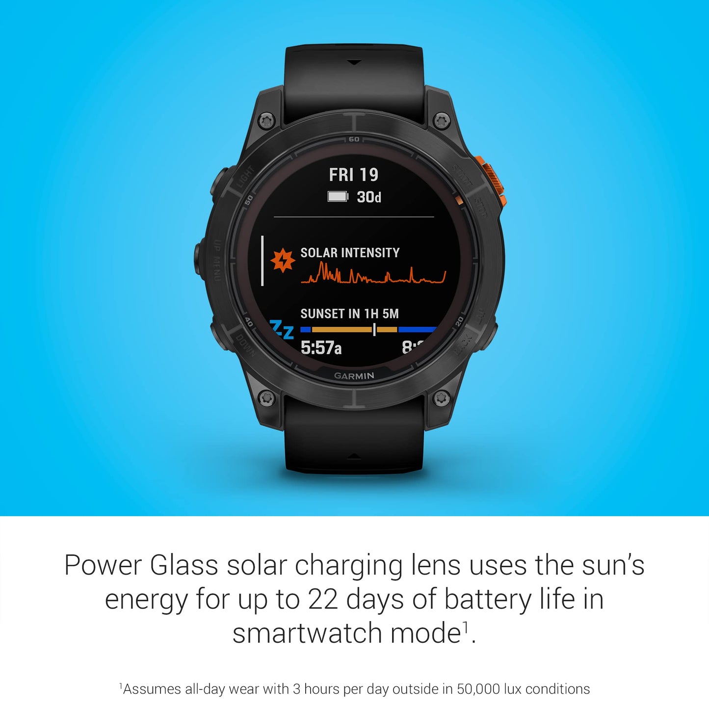Garmin fēnix 7 Pro Solar, Multisport GPS Smartwatch, Built-in Flashlight, Solar Charging Capability, Black