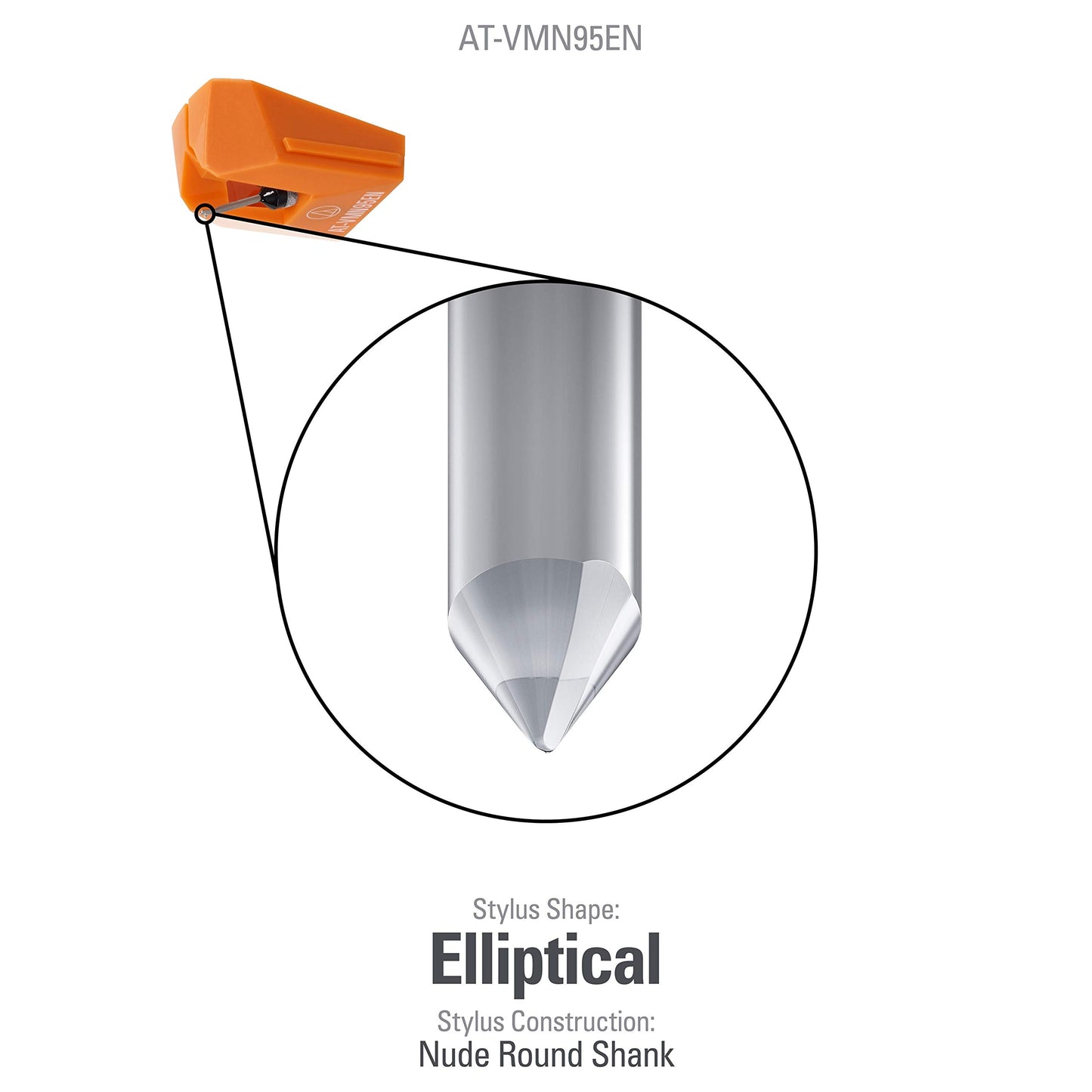 Audio-Technica AT-VMN95EN Elliptical Replacement Turntable Stylus Orange