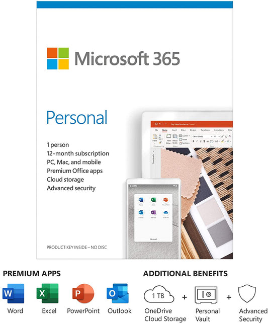 Microsoft 365 Personal 1 Year Subscription For 1 User - For Windows, macOS, iOS, and Android