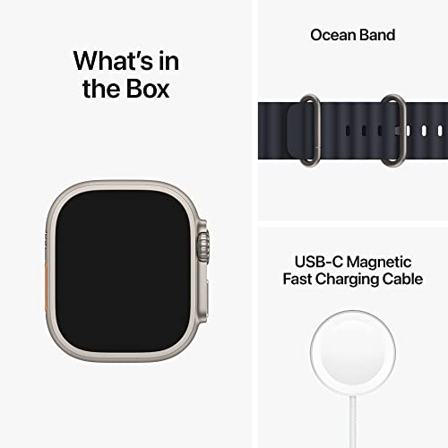 Apple Watch Ultra GPS + Cellular, 49mm Titanium Case w Midnight Ocean Band (2022)
