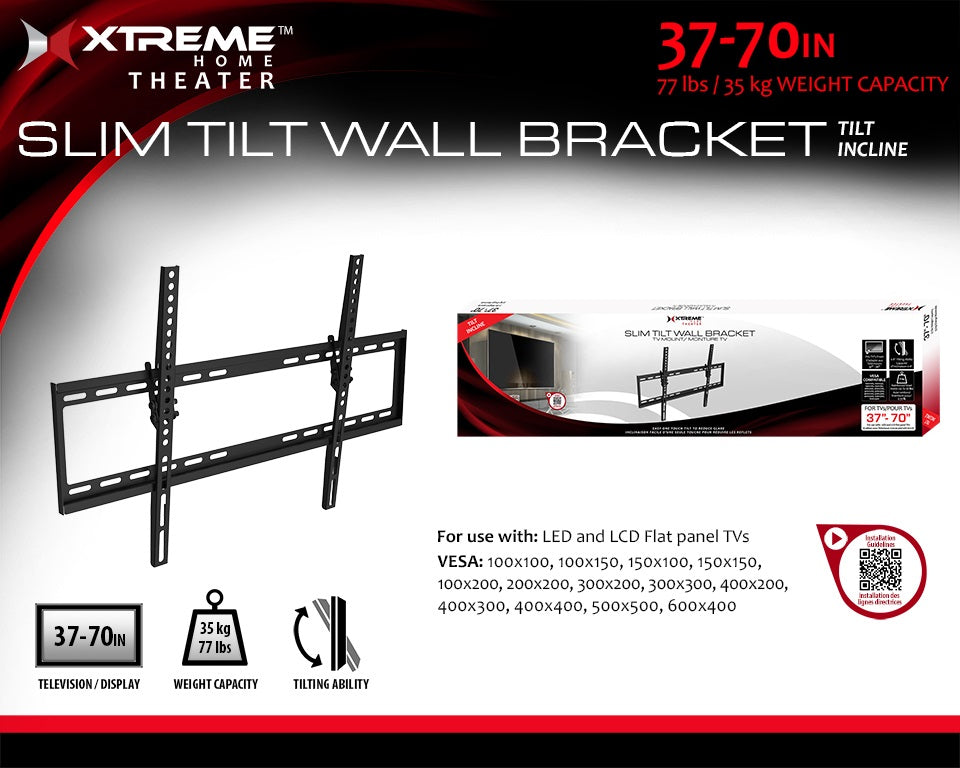Xtreme Slim Tilting TV Wall Mount, 37in - 70in