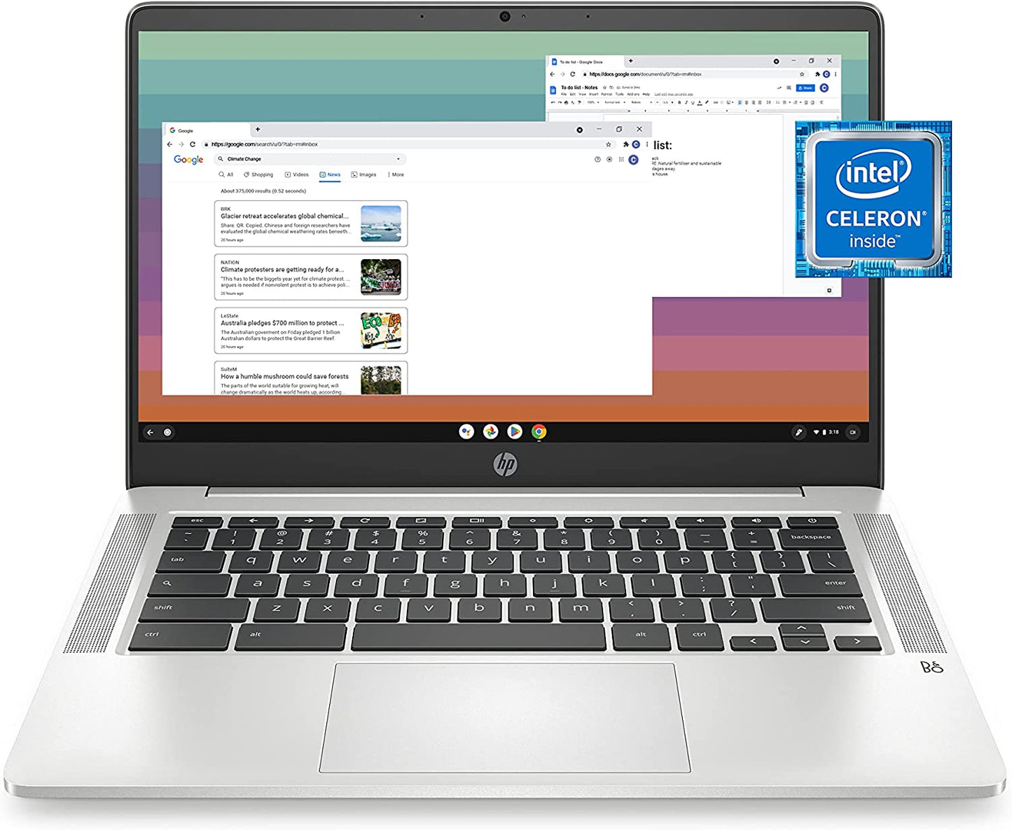 HP Chromebook 14a-na0200nr Celeron N4120 QC 14-in HD 4GB 64GB eMMC Chrome Mineral Silver
