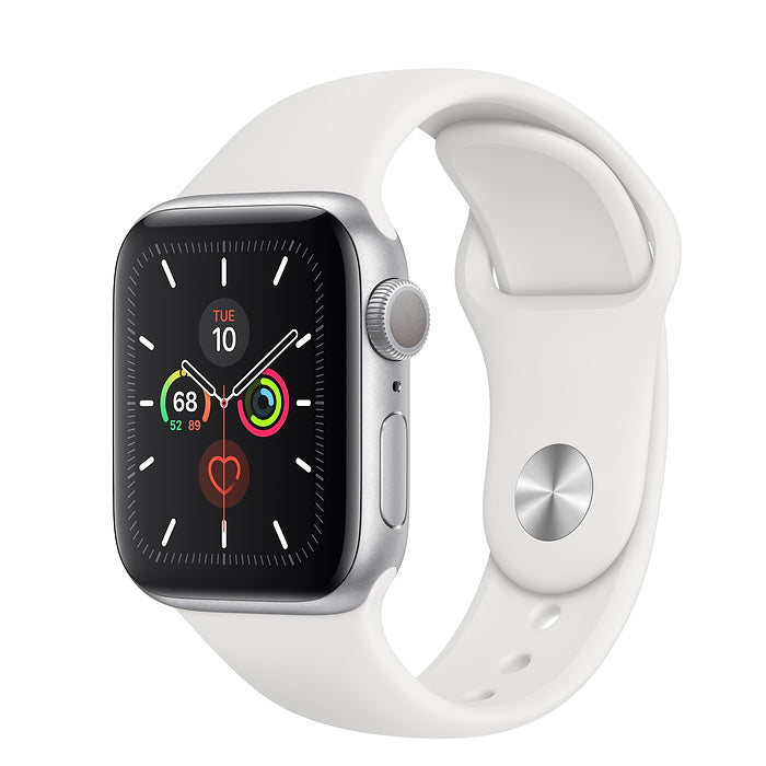 (Open Box) Apple Watch Series 5 GPS, 40mm Silver Aluminum Case with White Sport Band - MWV62LL/A