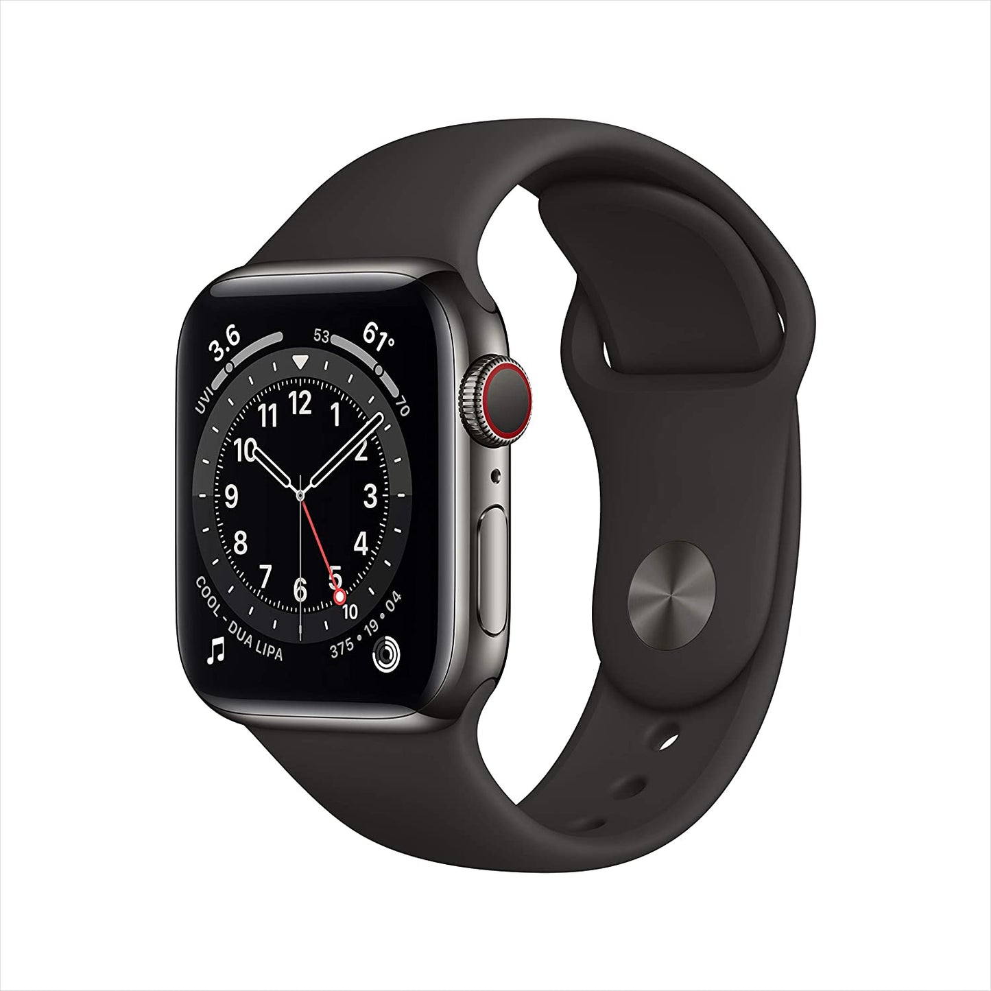 Apple Watch Series 6 GPS + Cellular 40mm Graphite Stainless Steel w Black Sport Band