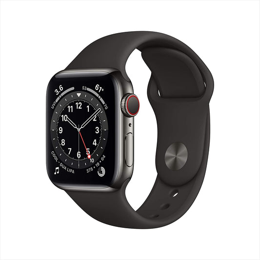 (Open Box) Apple Watch Series 6 GPS + Cellular 40mm Graphite Stainless Steel w Black Sport Band