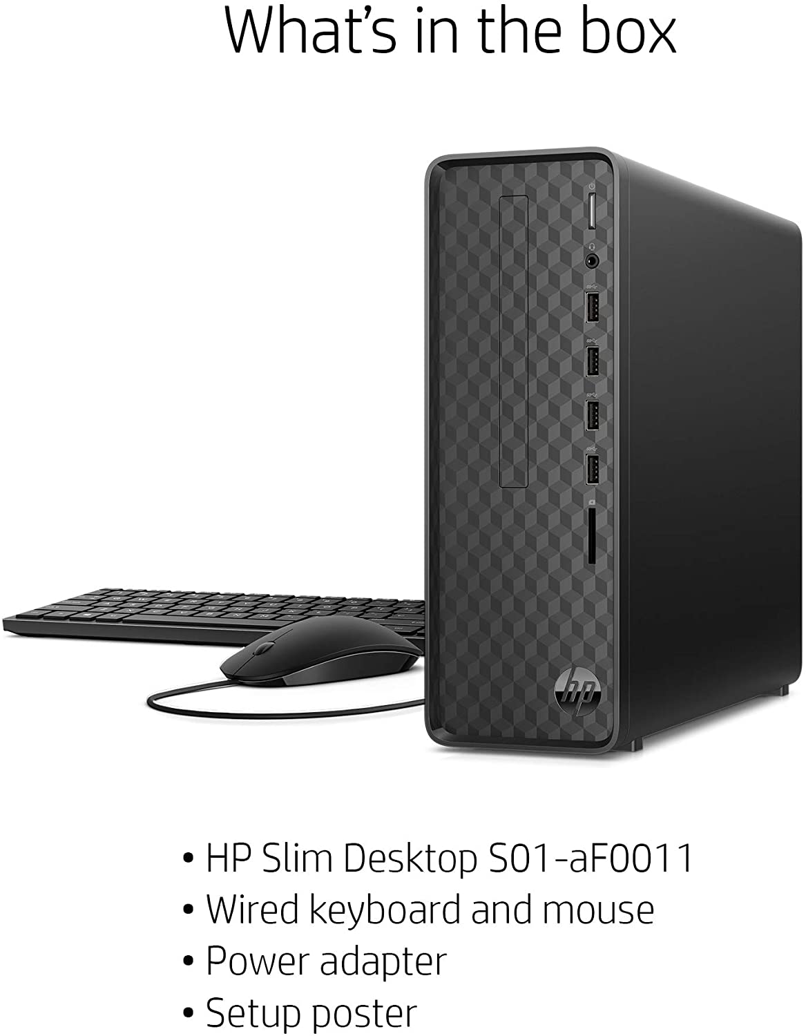 (Open Box) HP S01-aF0011 Desktop Computer Athlon 3050U 4GB 256GB SSD Windows 10 Home - Mini-tower