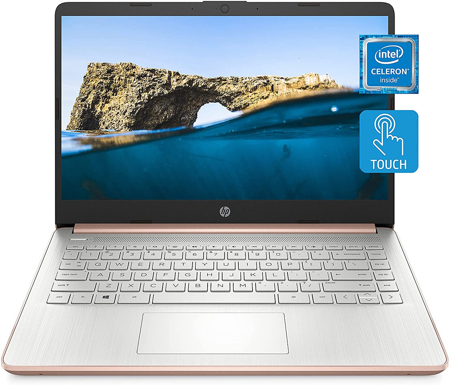 (Open Box) HP 14-dq0070nr 14-in HD Touch 4GB 64GB eMMC UMA Win 10 S w/ Office 365 Pale Rose Gold