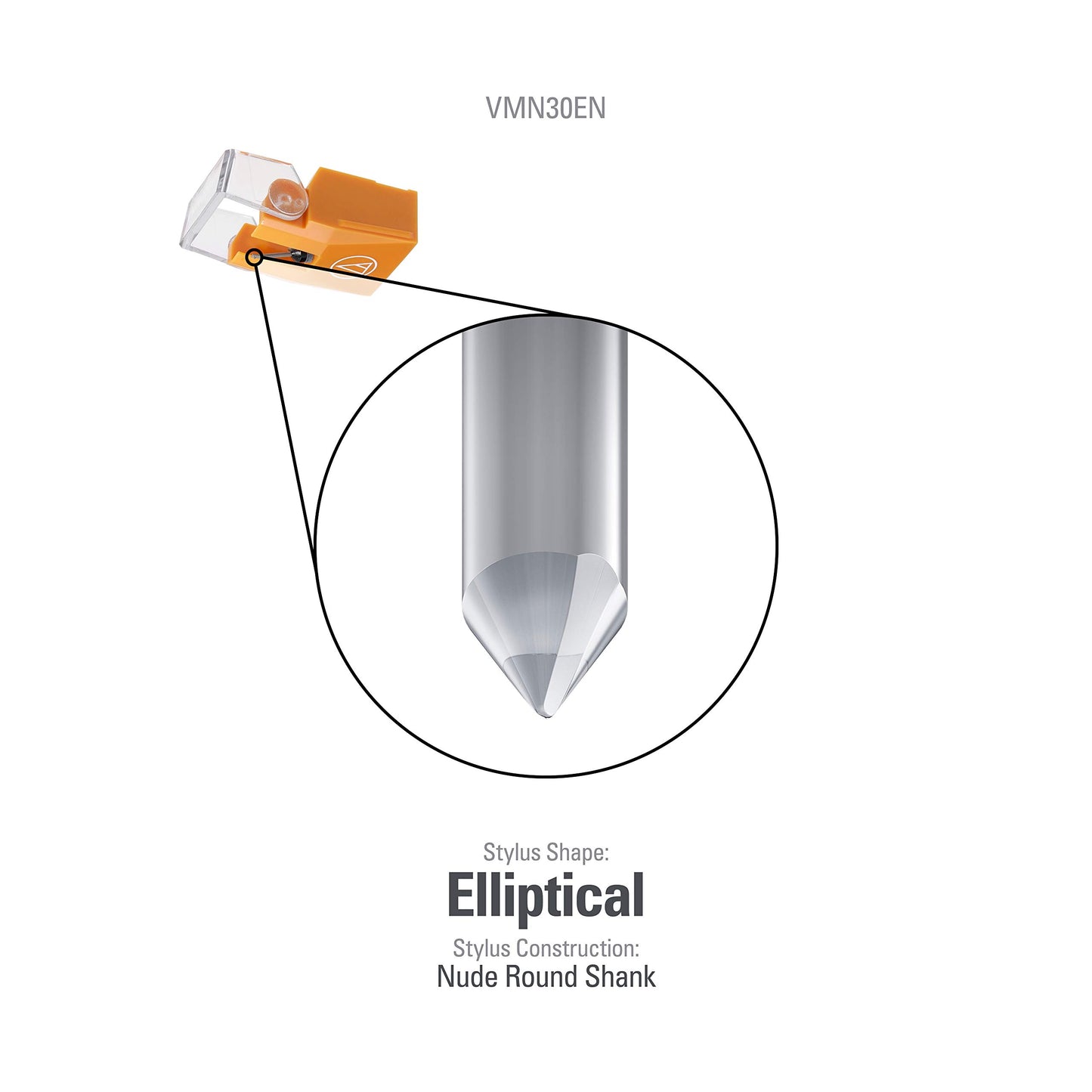 Audio-Technica VMN30EN Elliptical Nude Replacement Turntable Stylus Orange