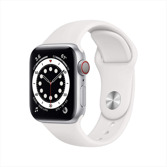 Apple Watch Series 6 GPS + Cellular 40mm Silver Aluminum w White Sport Band