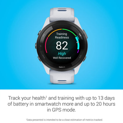 Garmin Forerunner 265 Running Smartwatch, Whitestone and Tidal Blue