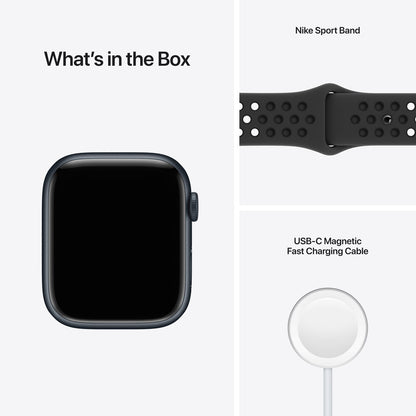 Apple Watch Nike Series 7 GPS + Cellular, 45mm Midnight Aluminum Case with Anthracite/Black Nike Sport Band