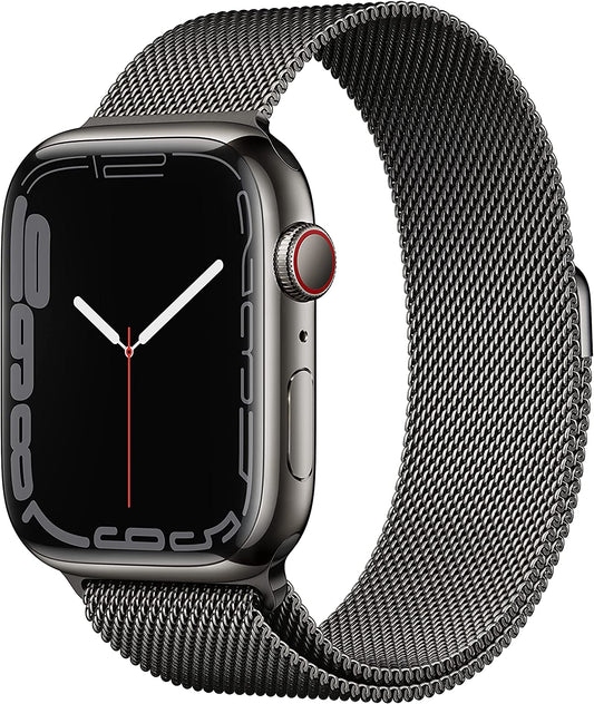 Apple Watch Series 7 GPS + Cellular, 45mm Graphite Stainless Steel Case with Graphite Milanese Loop