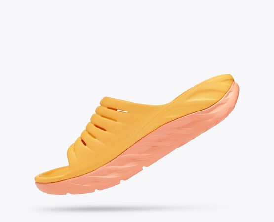 Hoka Ora Recovery Slide (Unisex) - Amber Yellow / Shell Coral - Size M11/W13
