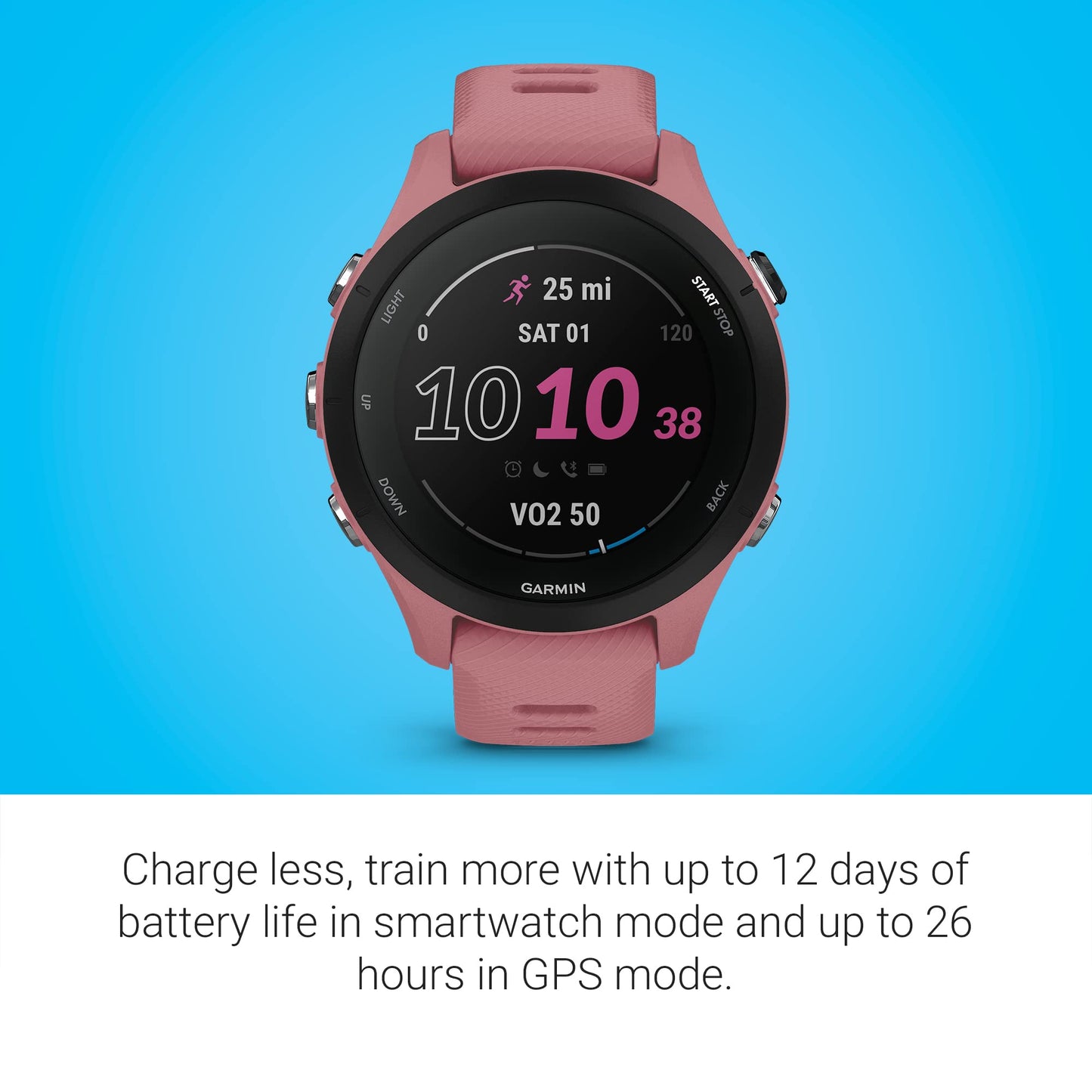 Garmin Forerunner® 255S, Smaller GPS Running Smartwatch, Light Pink