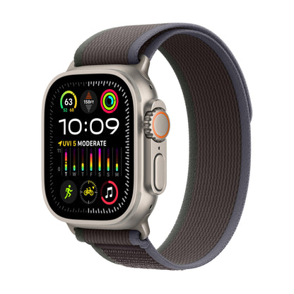 Apple Watch Ultra 2 GPS + Cellular, 49mm Titanium Case with Blue/Black Trail Loop - S/M - MRF53LL/A