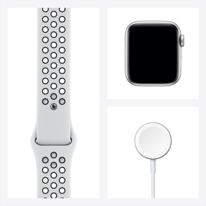 Apple Watch Nike SE GPS + Cellular, 40mm Silver Aluminum with Pure Platinum/Black Nike Sport Band