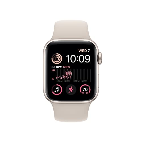 Apple Watch SE GPS + Cellular 40mm Starlight Aluminum Case w Starlight Sport Band - S/M (2022)