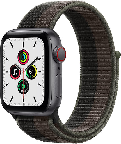Apple Watch SE GPS + Cellular, 40mm Space Gray Aluminum Case with Tornado/Gray Sport Loop