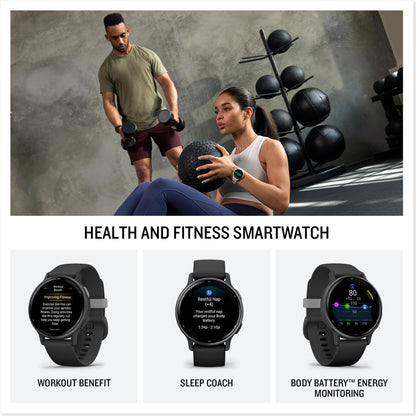 Garmin vívoactive 5, Health and Fitness GPS Smartwatch, AMOLED Display, Up to 11 Days of Battery, Black