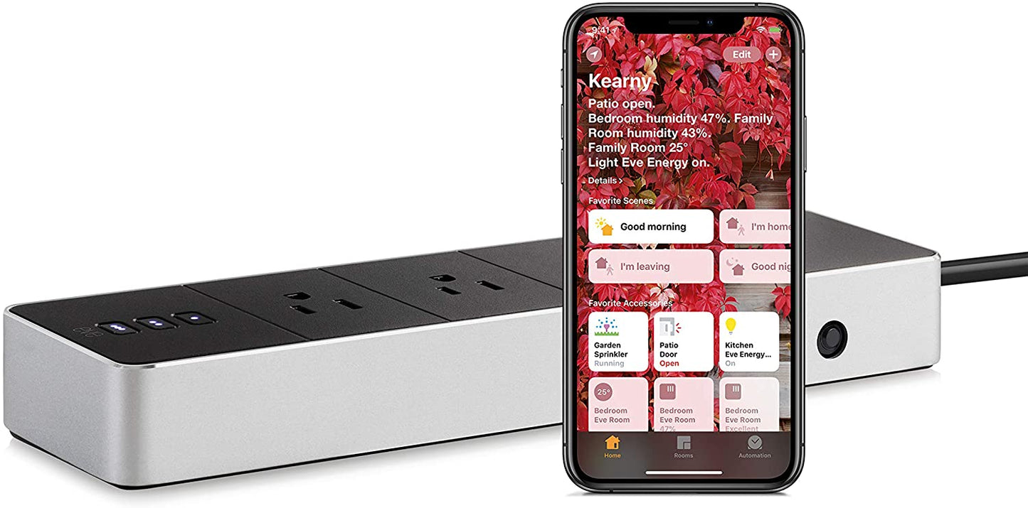 Eve Energy Strip - Smart Home Triple Outlet & Power Meter - Apple HomeKit Compatible
