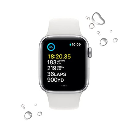 Apple Watch SE GPS + Cellular 40mm Silver Aluminum Case w White Sport Band - M/L (2022)
