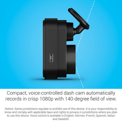 Garmin 010-02504-00 Dash Cam Mini 2, Tiny Size, 1080p and 140-degree FOV, Voice Control, Black