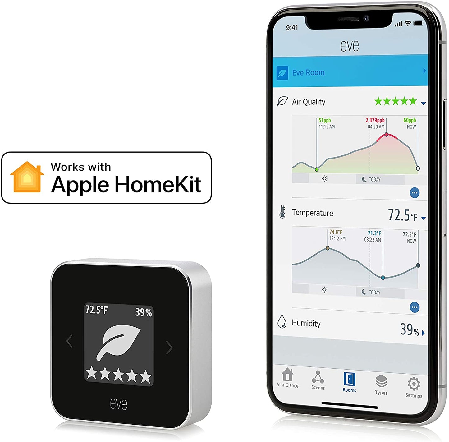 Eve Room - Smart Home Indoor Air Quality Monitor - Apple HomeKit Compatible