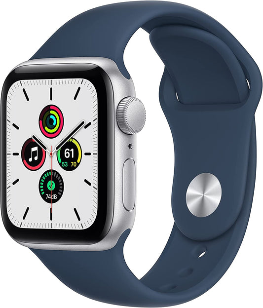 Apple Watch SE GPS, 40mm Silver Aluminum Case with Abyss Blue Sport Band