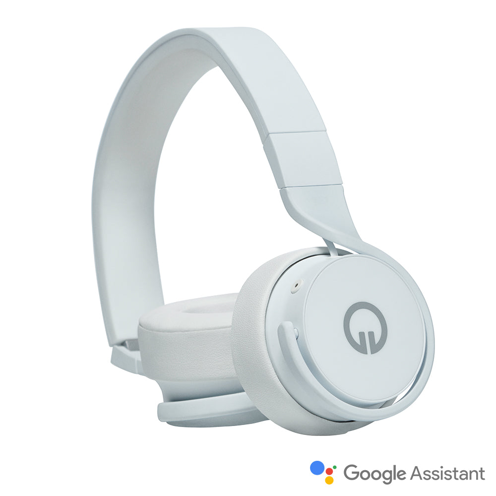 Muzik LTD Wireless On-Ear Smart Headphones - White with Google Assistant