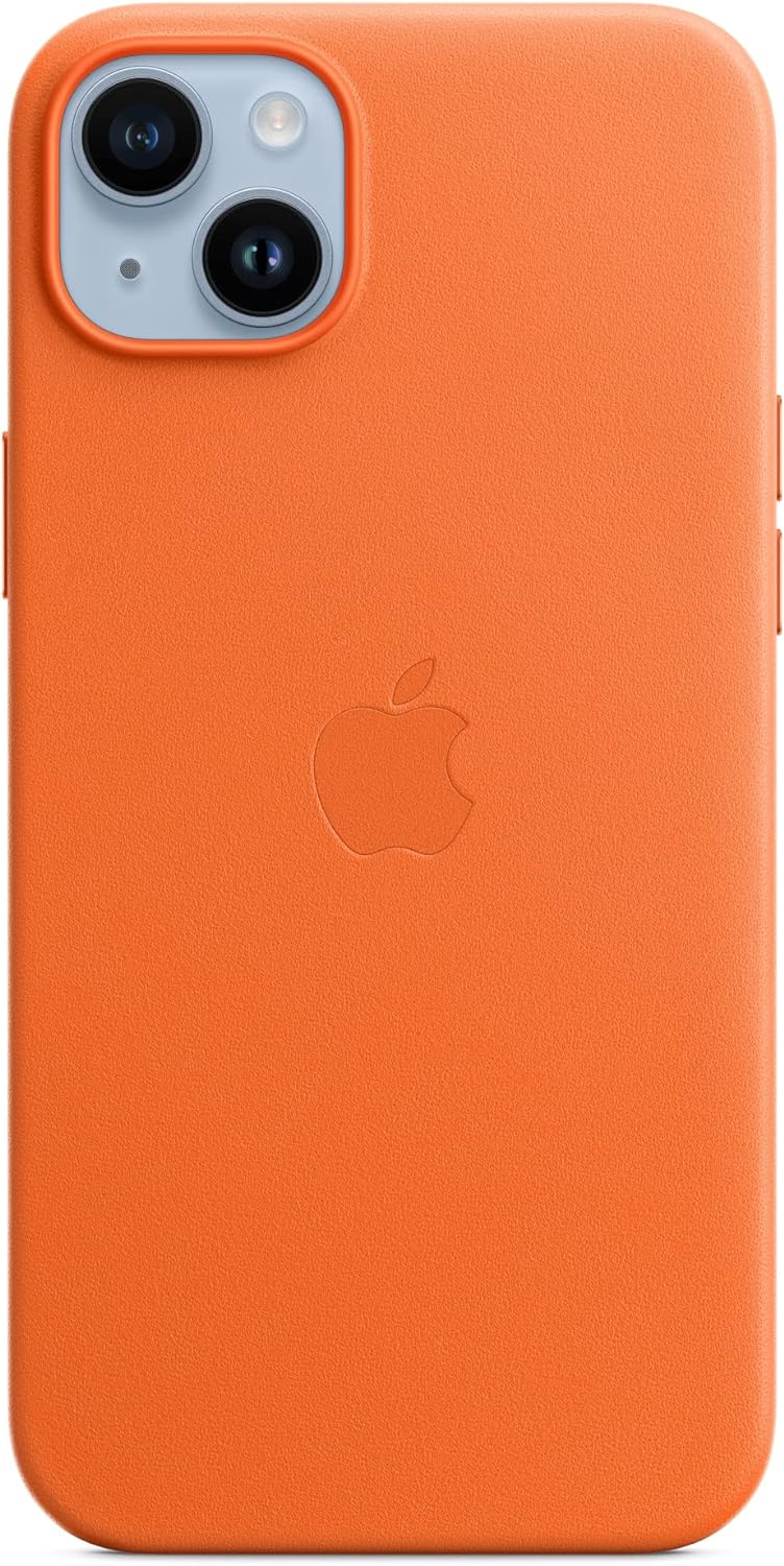 Apple Leather Case for iPhone 14 Plus w/ MagSafe - Orange