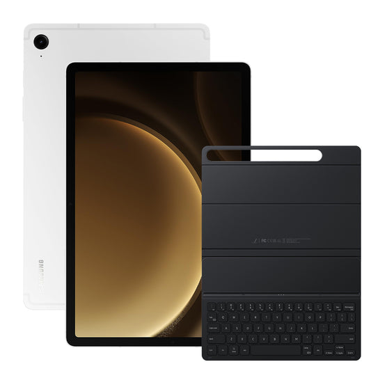 Samsung Galaxy Tab S9 FE 11-in Tablet 256 GB, Silver + Keyboard Cover Bundle
