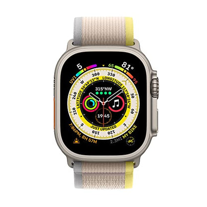 Apple Watch Ultra GPS + Cellular, 49mm Titanium Case w Yellow/Beige Trail Loop - S/M (2022)