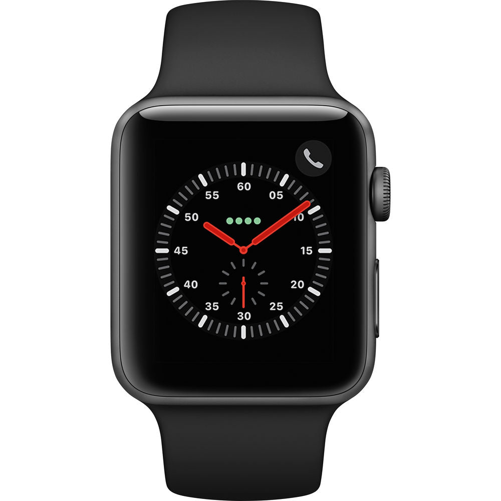 (Open Box) Apple Watch Series 3 GPS + Cellular 42mm Space Gray Aluminum, Black Sport Band