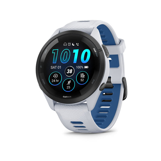 Garmin Forerunner 265 Running Smartwatch, Whitestone and Tidal Blue