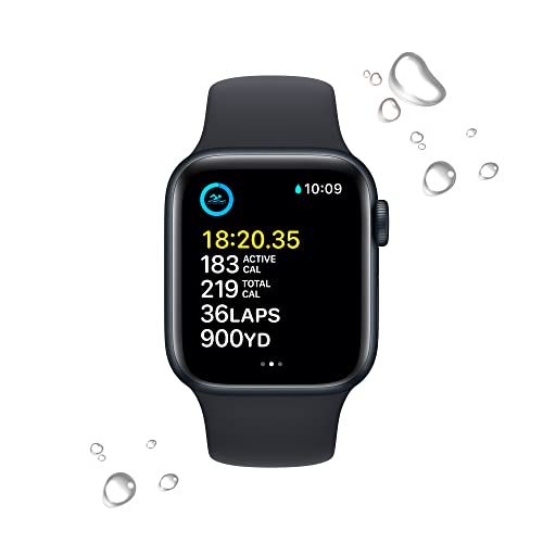 Apple Watch SE GPS 40mm Midnight Aluminum Case w Midnight Sport Band - S/M (2022)