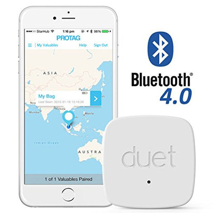 PROTAG Duet Bluetooth Tracker - White - Retail Packaging