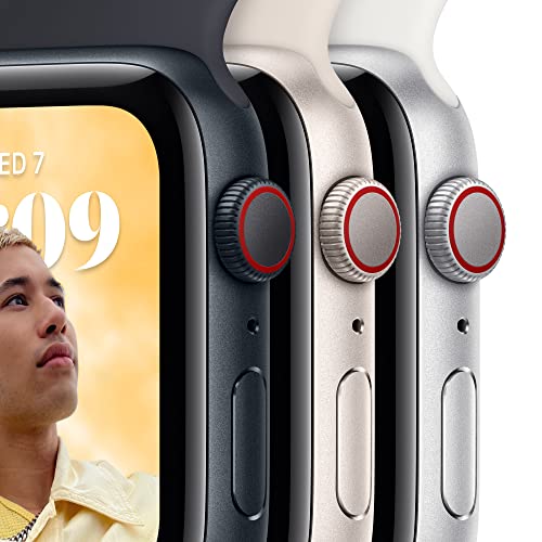 Apple Watch SE GPS + Cellular 44mm Midnight Aluminum Case w Midnight Sport Band - S/M (2022)