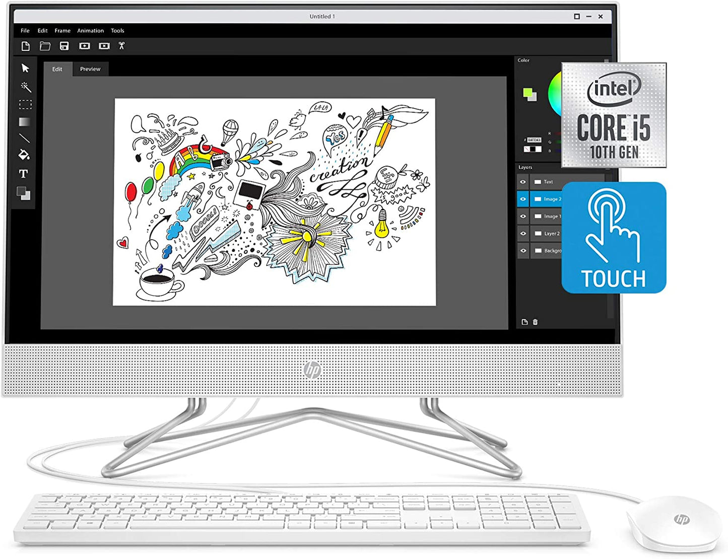 HP Pavilion 24-df0170 All-in-One Computer 23.8-Inch FHD Display i5-1135G7 12GB 512GB SSD Windows 10 Home - Snow White