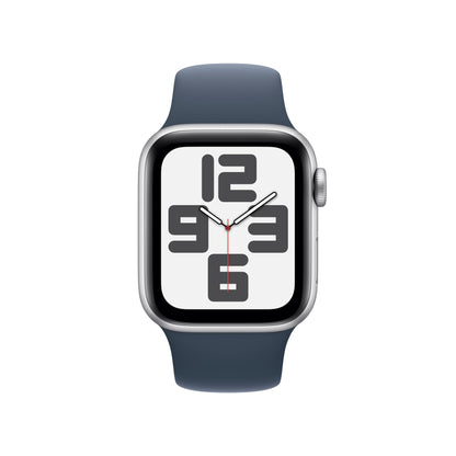 Apple Watch SE GPS + Cellular 40mm Silver Aluminum Case with Storm Blue Sport Band - M/L (2023)