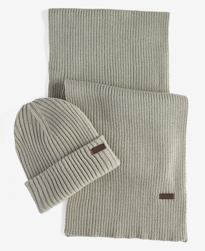 Barbour Men's Crimdon Beanie & Scarf Gift Set - Grey