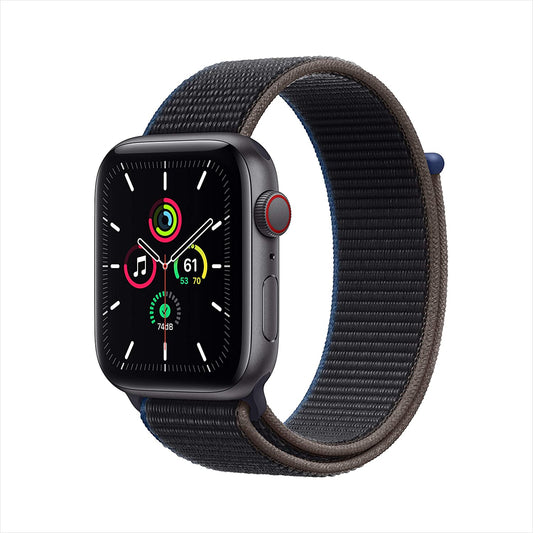 (Open Box) Apple Watch SE GPS + Cellular 44mm Space Gray Aluminum w Charcoal Sport Loop