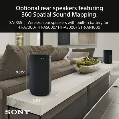 Sony SA-RS5 Wireless Rear Speakers with Built-in Battery for HT-A7000/A5000/A3000 and STR-AN1000 - Black