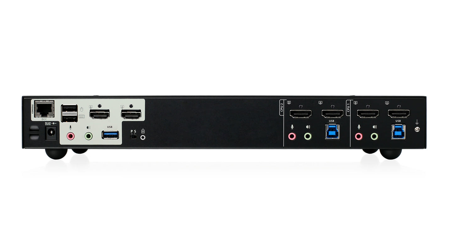 IOGEAR 2-Port 4K Dual View KVMP Switch with HDMI Connection, USB 3.0 Hub and Audio (TAA)